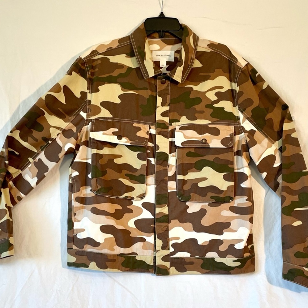 Sun + Stone Camo Denim Jacket